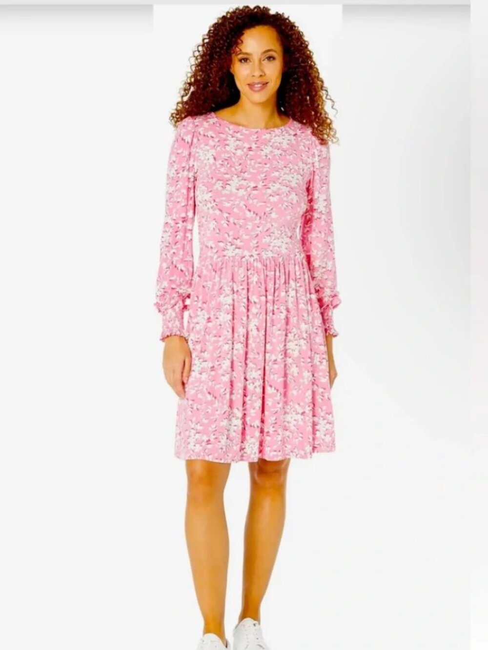 Draper James Boatneck Kitty Dress, S, Pink Shadow Floral